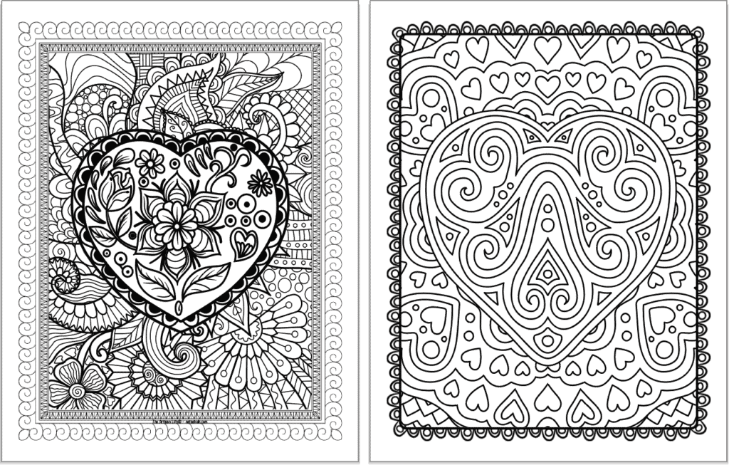 Free printable heart coloring sheets for valentines day