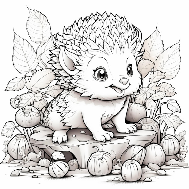 Premium ai image coloring pages hedgehogs free printable hedgehog coloring pages for kids generative ai