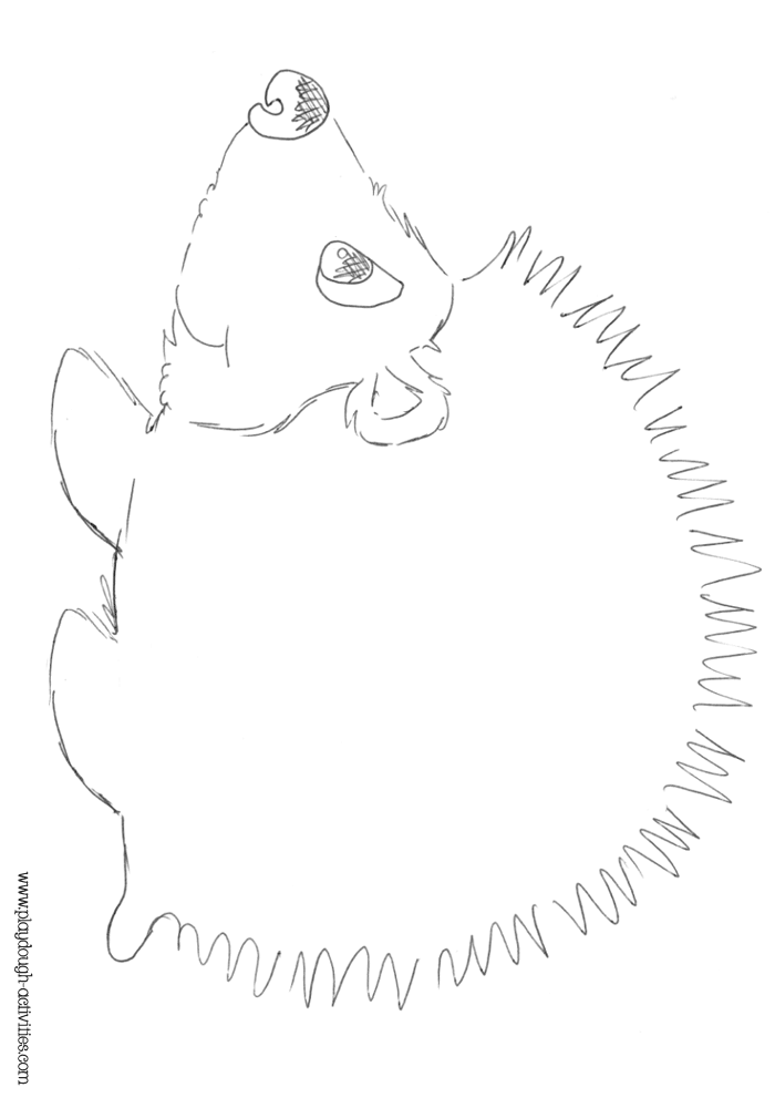 Hedgehog outline template colouring picture playdough mat