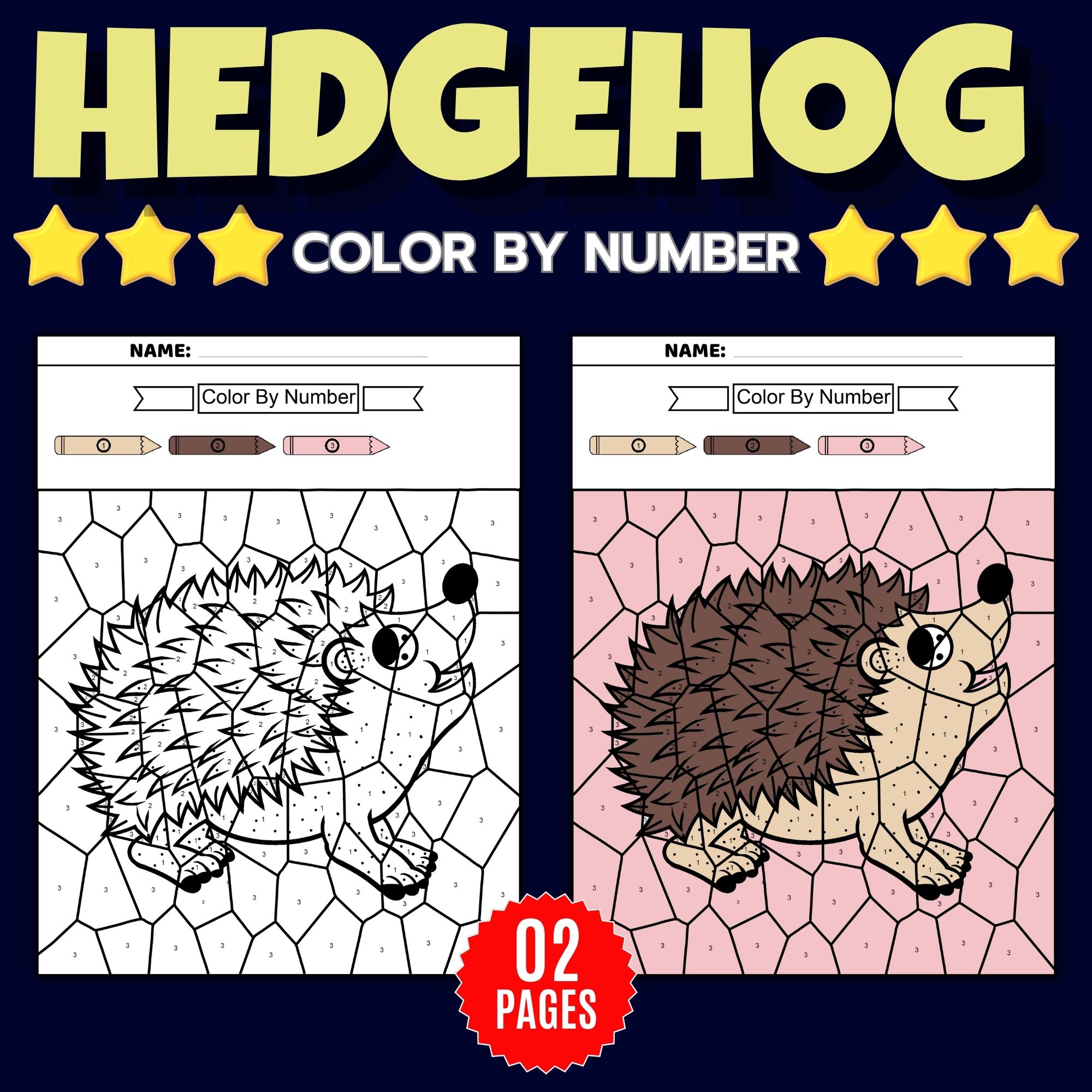 Autumn fall hedgehog color by number coloring pages