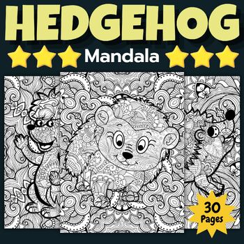Printable fall hedgehog mandala coloring pages