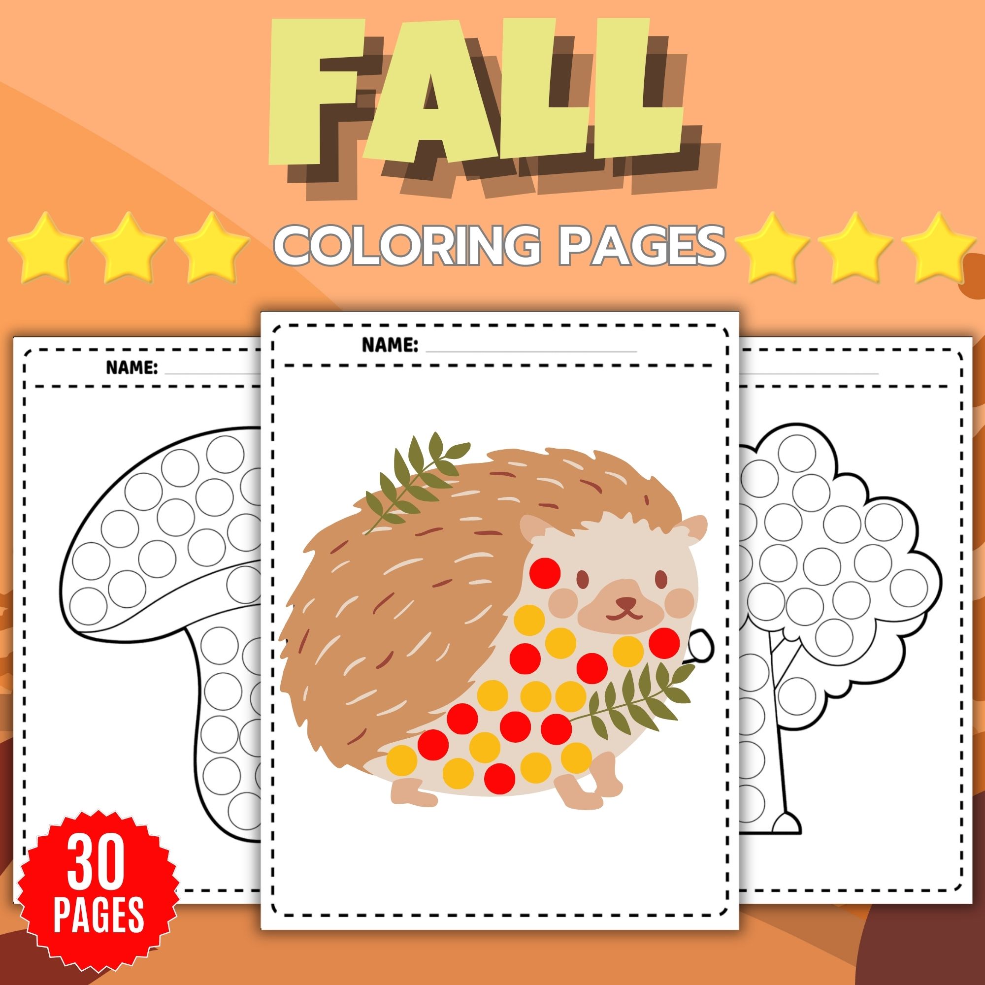 Printable fall autumn season dot marker coloring pages
