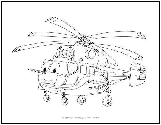 Helicopter coloring page print it free