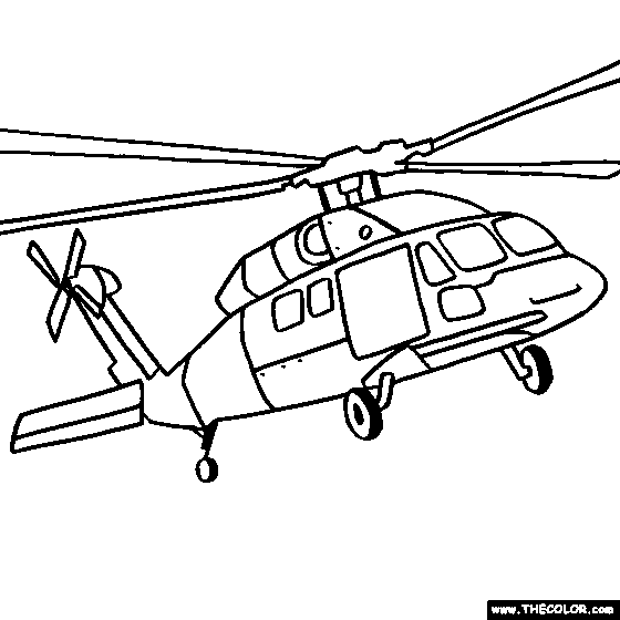 Helicopter and ilitary chopper online coloring pages