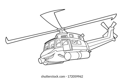 Coloring page helicopter illustration children stock illustration