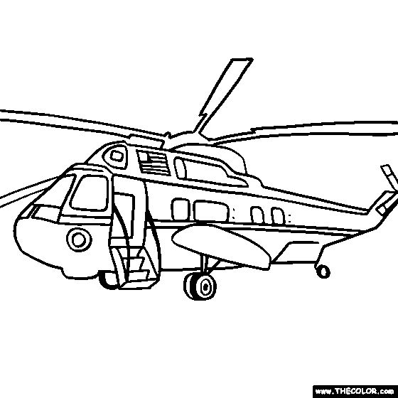 Helicopter and ilitary chopper online coloring pages