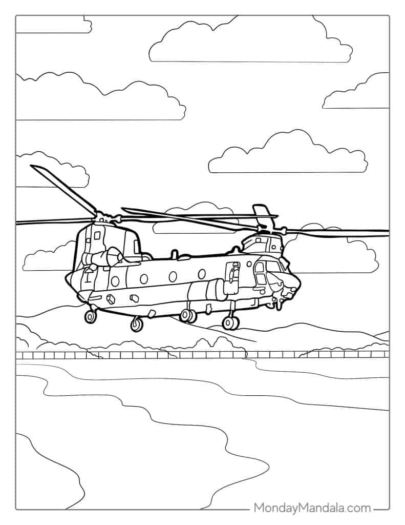 Helicopter coloring pages free pdf printables