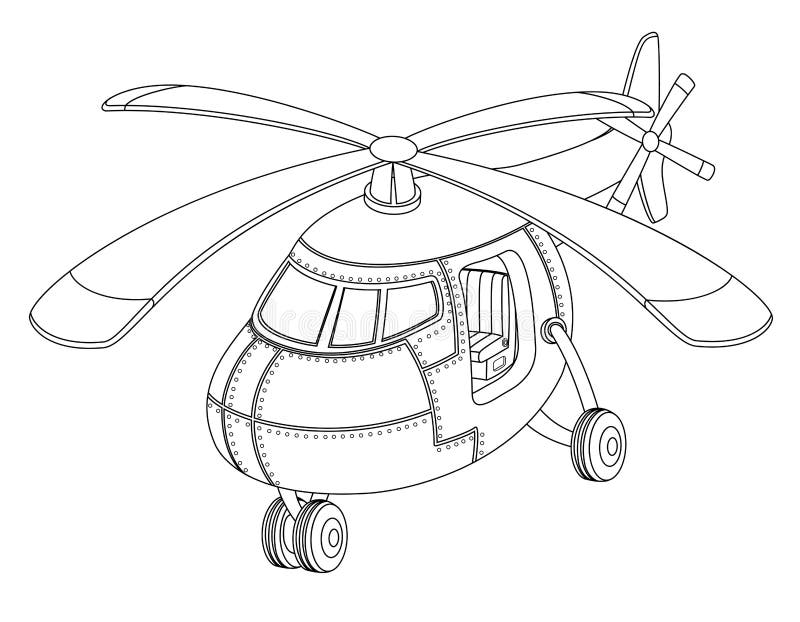 Coloring book for children with a helicopter stock vector
