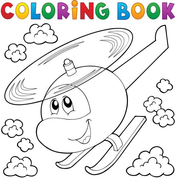 Coloring book helicopter theme stock illustration