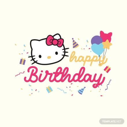 Free hello kitty happy birthday vector