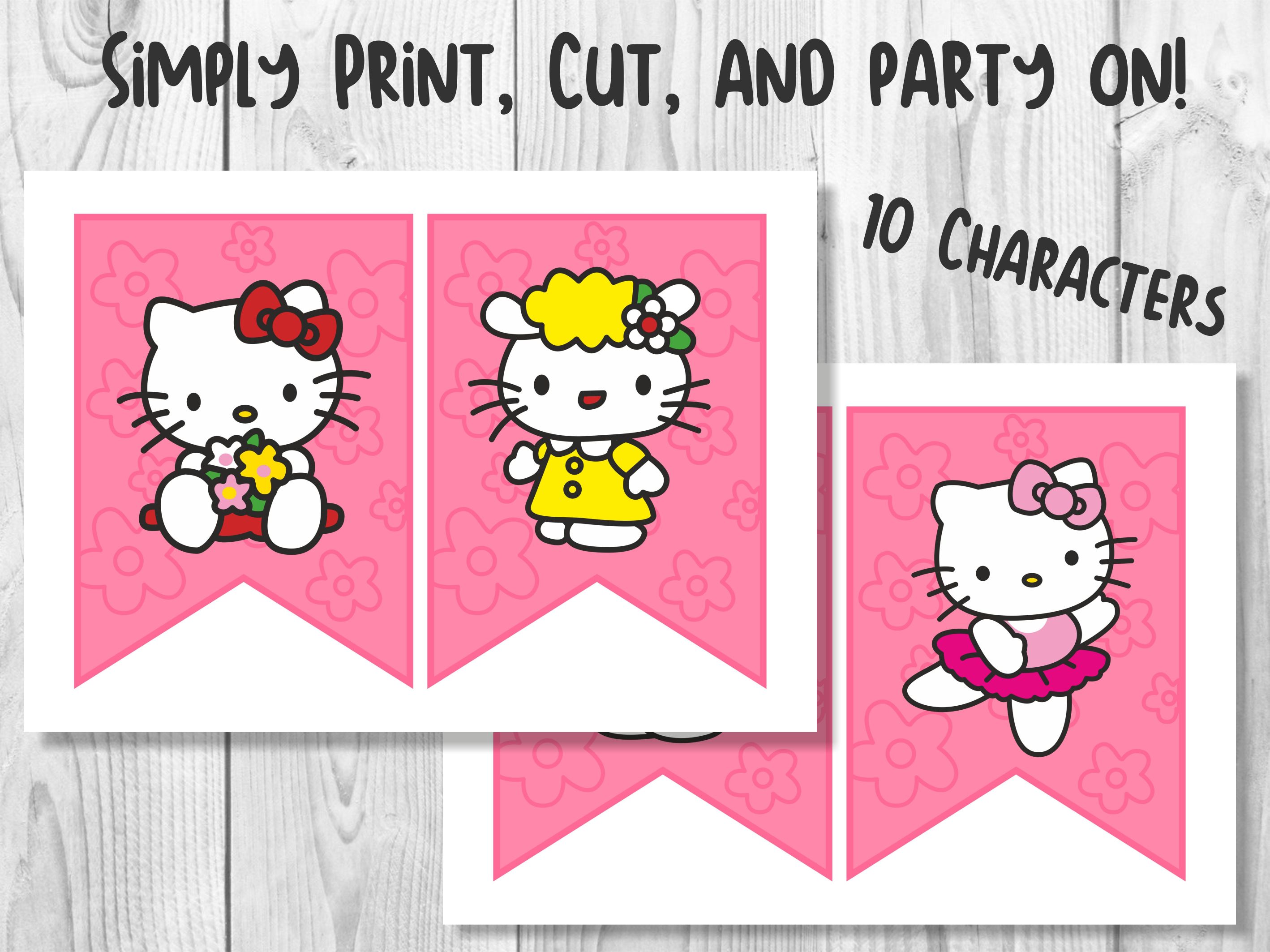 Hello kitty printable birthday banner pdf jpeg hello kitt
