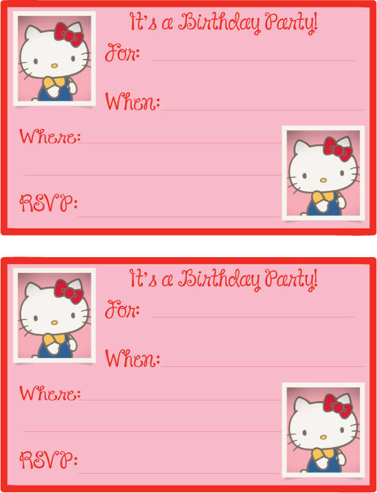Hello kitty printables birthday invitation