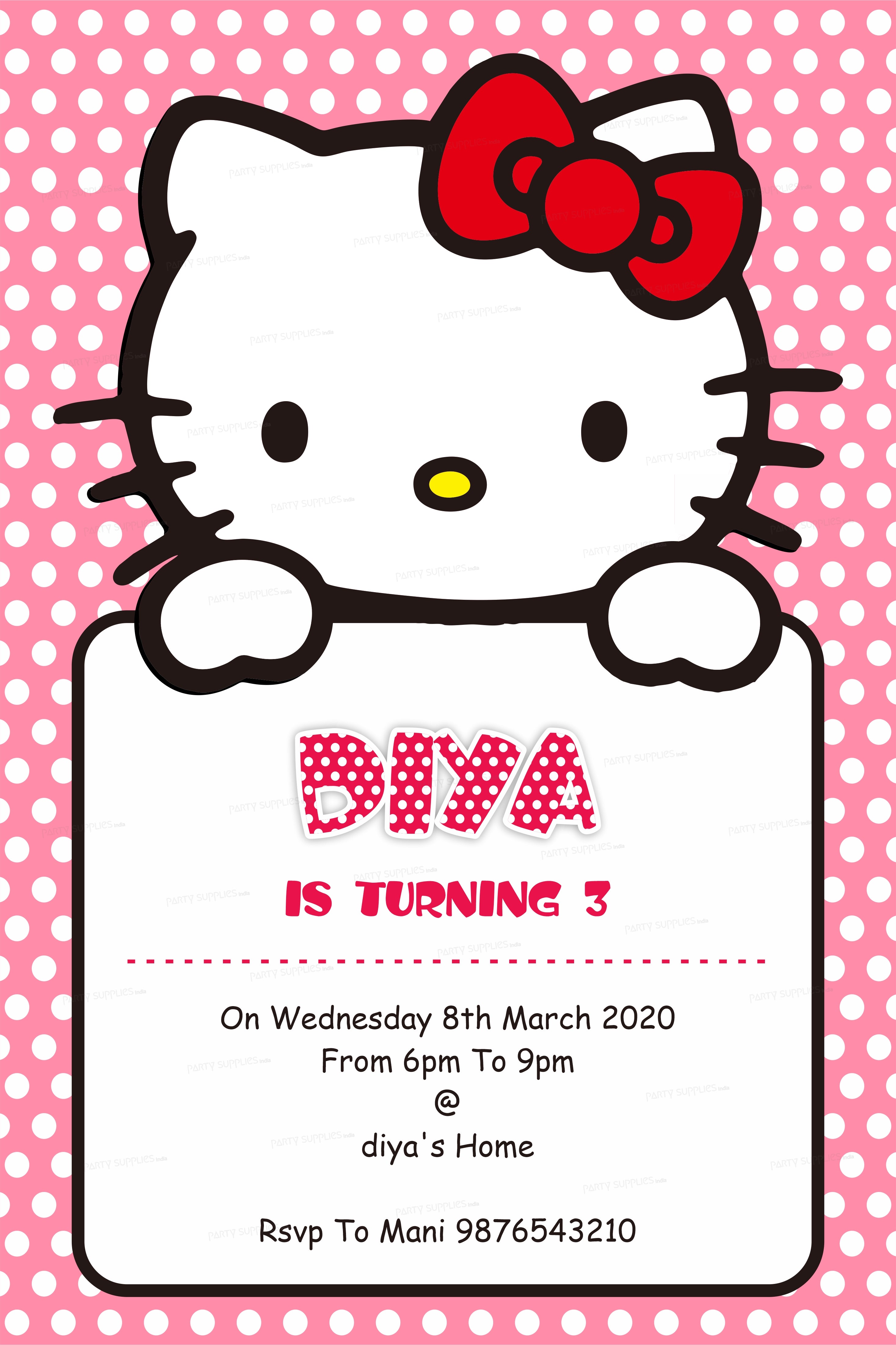 Hello kitty theme customized invite birthday party decoration online â party supplies india