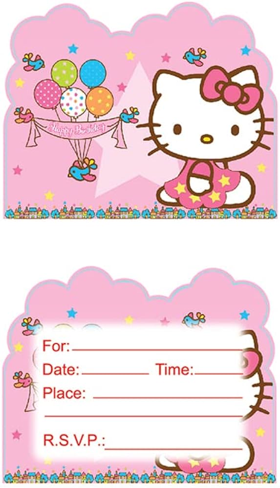Leowest pcs hello kitty birthday invitationshello kitty party invitations birthday party supplies decoration invitations home kitchen