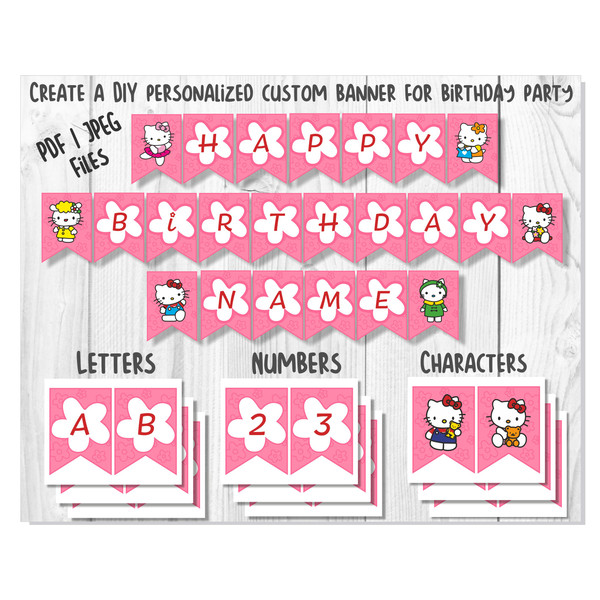 Hello kitty printable birthday banner pdf jpeg hello kitt