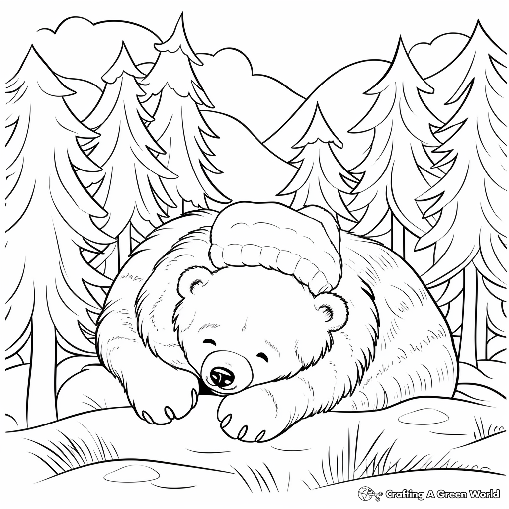 Hibernating bear coloring pages