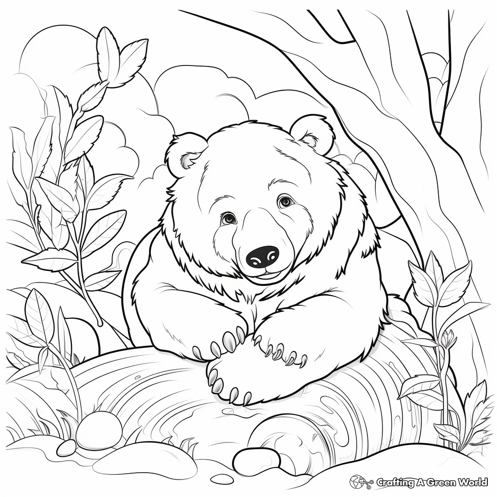 Hibernating bear coloring pages