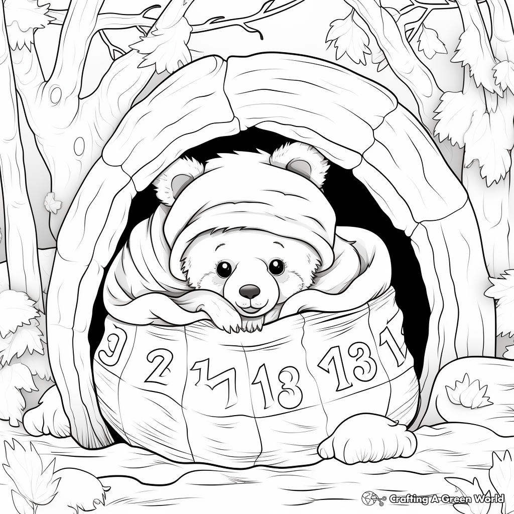 Hibernating bear coloring pages
