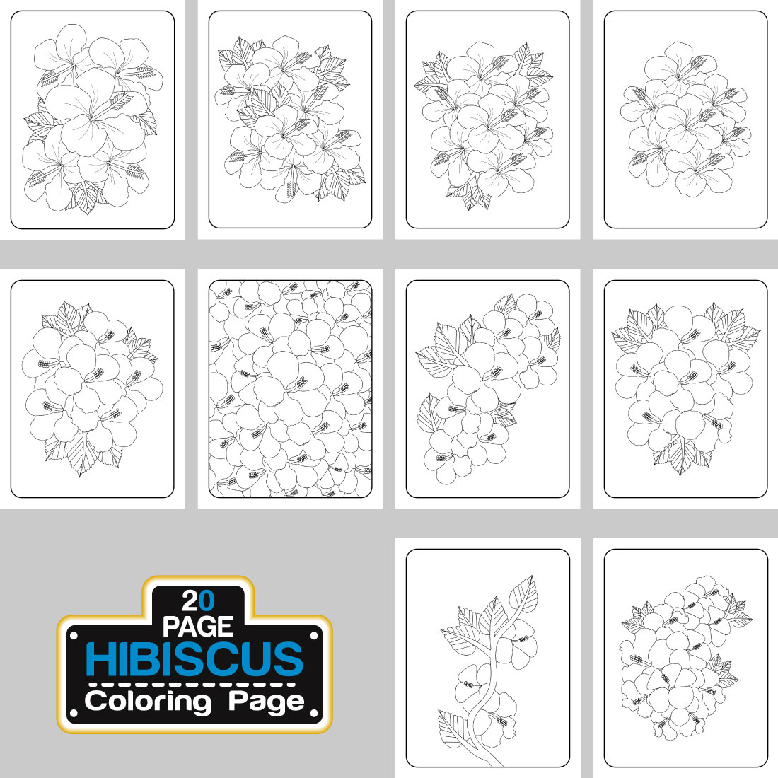 Hibiscus flower coloring page and book