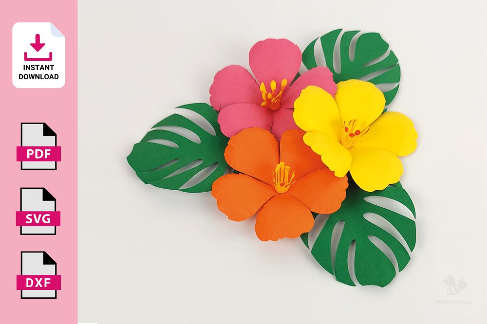Paper flower templates flower d hibiscus