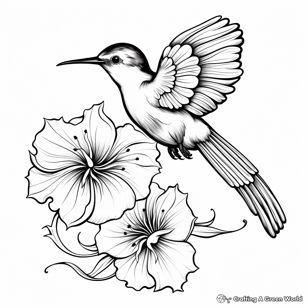 Bird and flower coloring pages