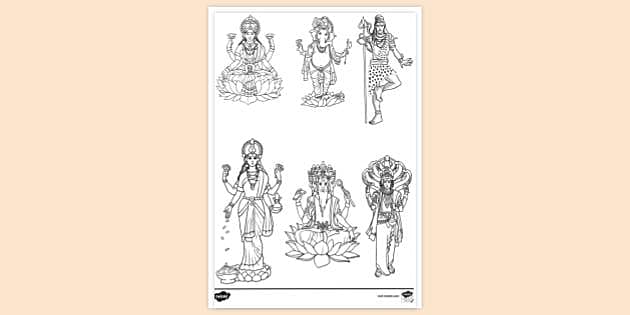 Hindu gods printable louring page louring sheets
