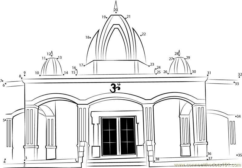 Hindu temple dot to dot printable worksheet