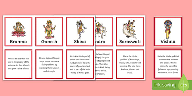 Hindu gods picture cards