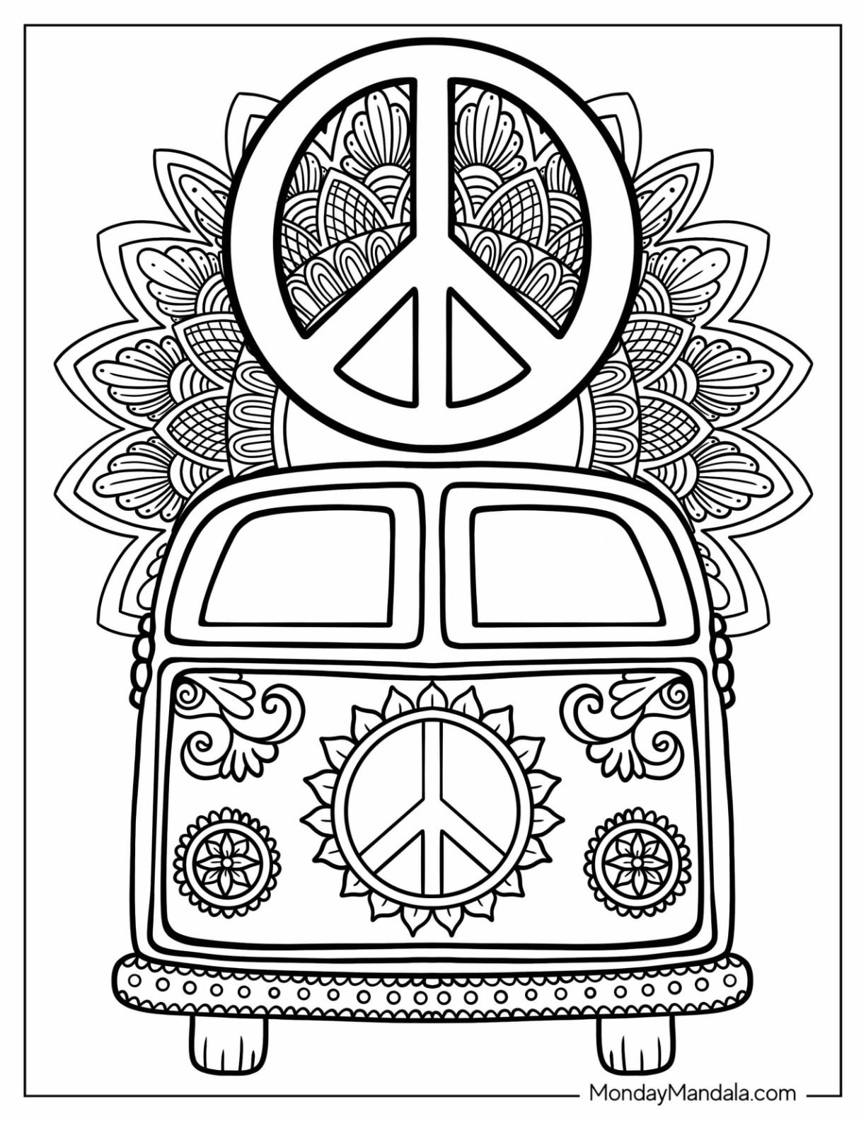 Hippie coloring pages free pdf printables
