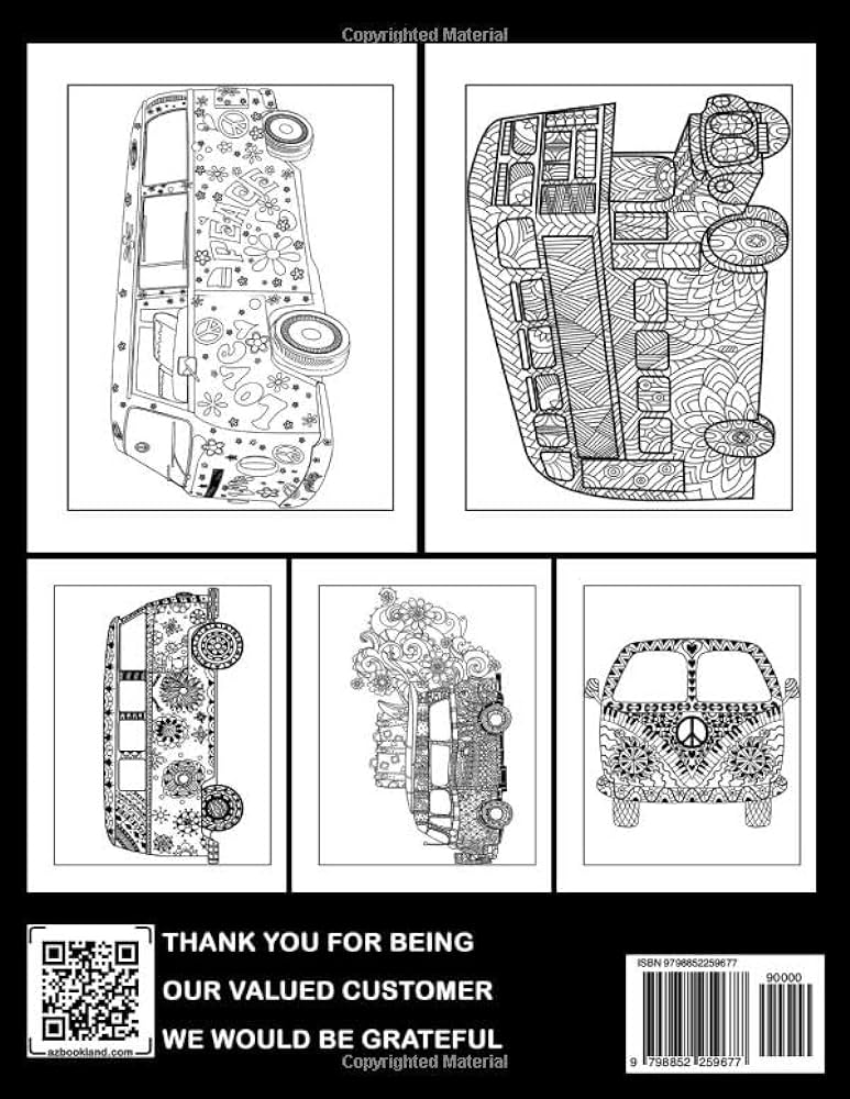 Hippie bus coloring book take a trip with creative coloring pages and amazing designs for teens adults relieving stress relaxation santiago jenson books