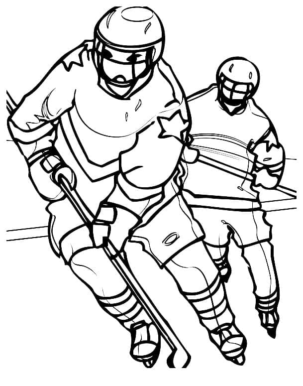Playing hockey coloring page