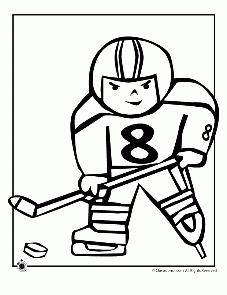 Get this printable hockey coloring pages
