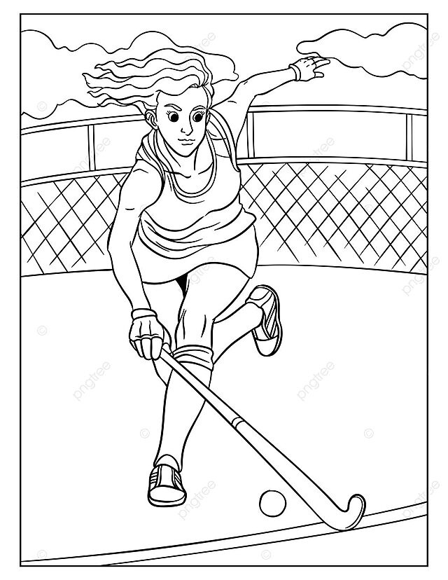 Field hockey coloring page for kids sports field illustration hand drawn vector sports field illustration hand drawn png and vector with transparent background for free download
