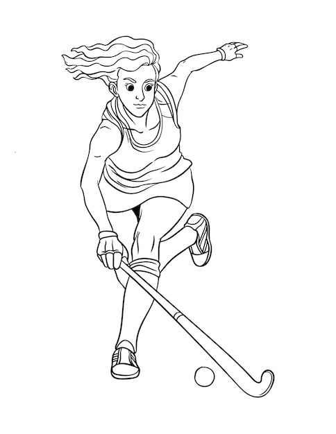 Premium vector field hockey isolated coloring page for kids