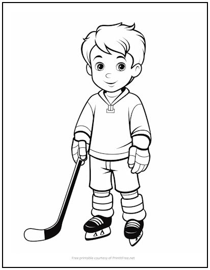Young hockey player coloring page print it free