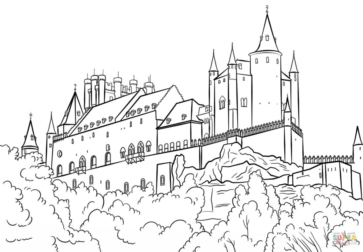 Alcãzar of segovia castle coloring page free printable coloring pages