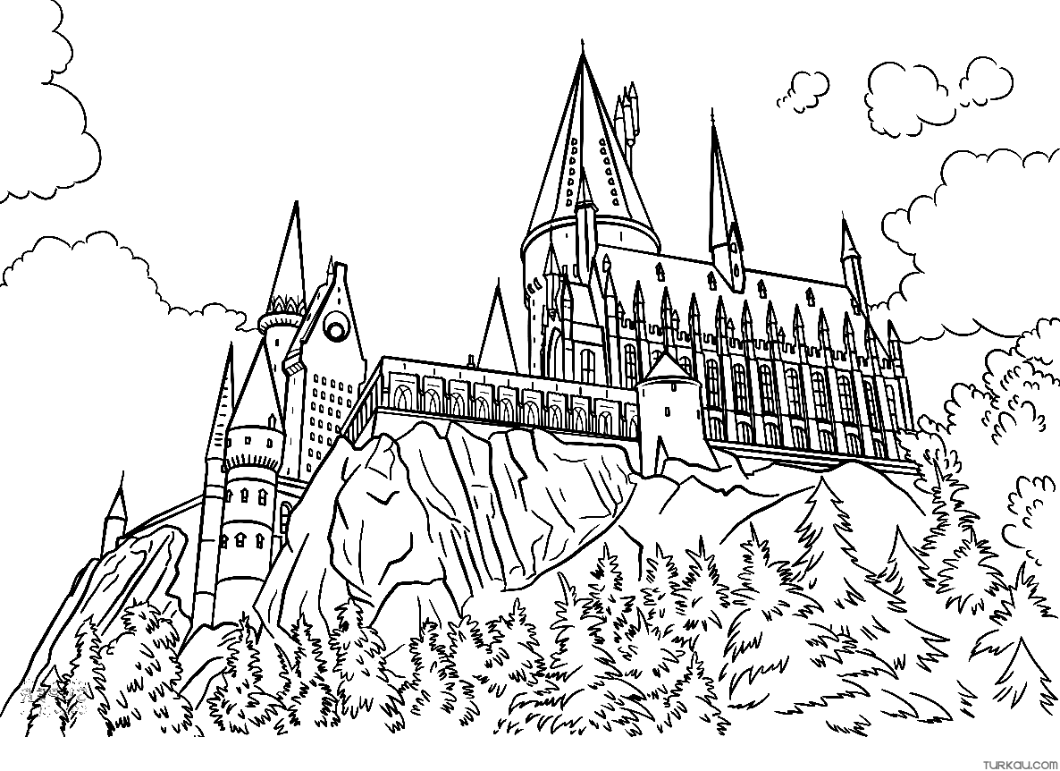 Harry potter castle coloring page
