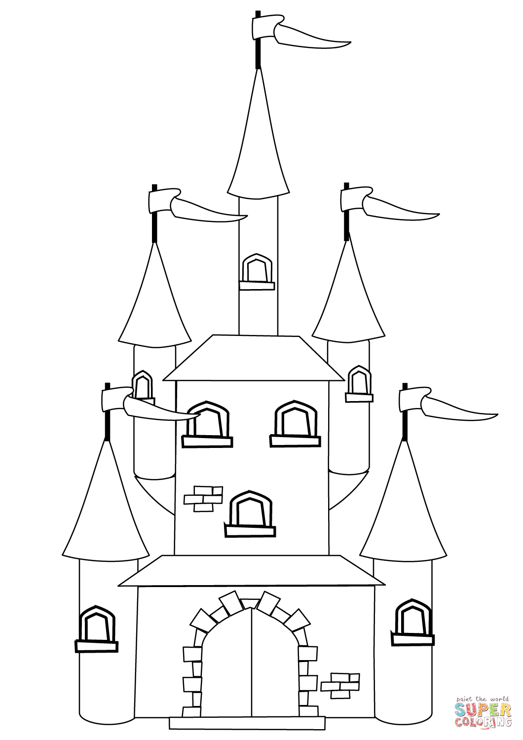 Fantasy castle coloring page free printable coloring pages