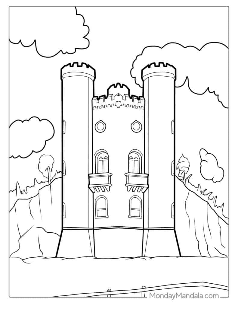 Castle coloring pages free pdf printables