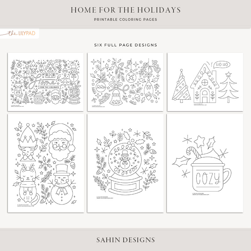 Home for the holidays printable coloring pages