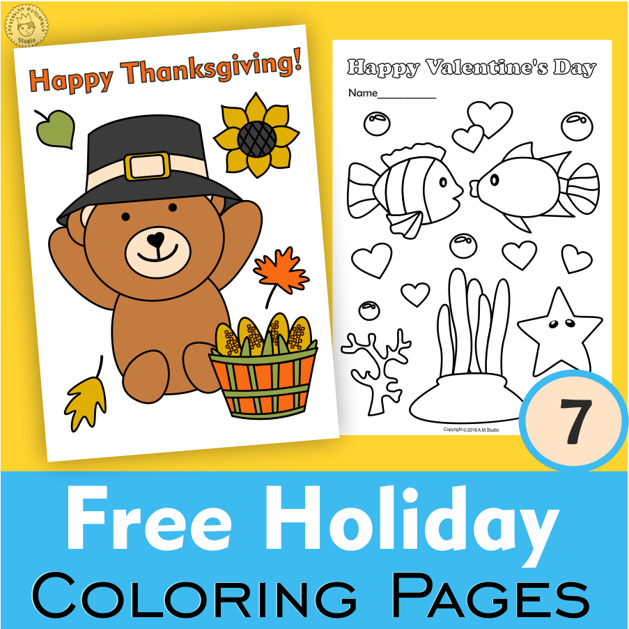 Free holiday themed printable coloring pages for kids
