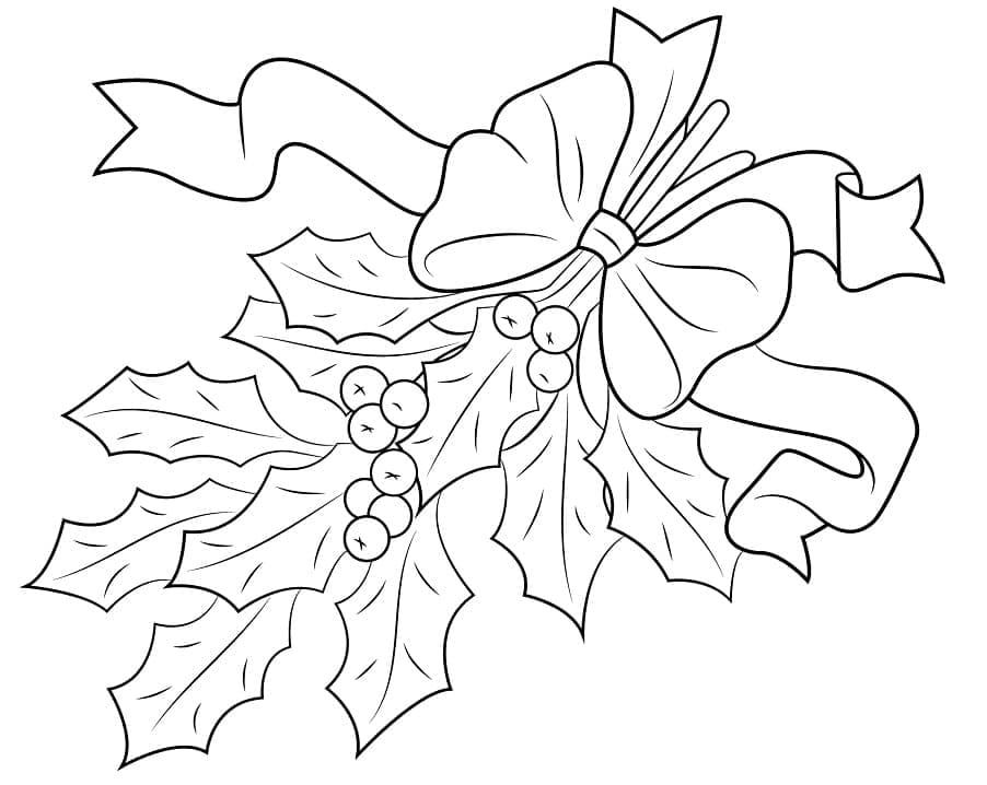 Cute xmas holly coloring page