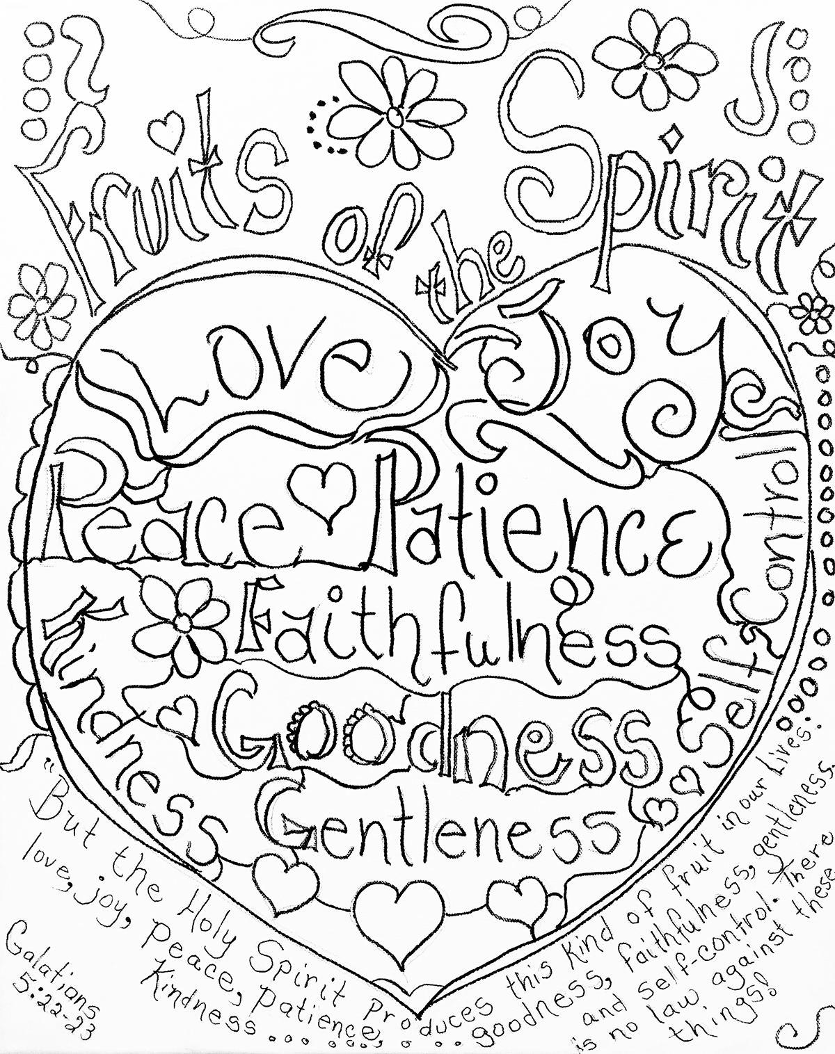 Fruits of the spirit coloring page by carolyn altman galatians