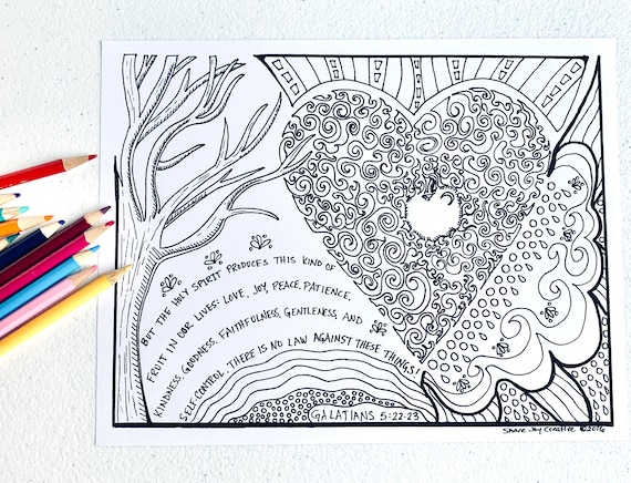 The fruit of the holy spirit coloring page printable coloring page downloadable pdf prayer coloring page download now