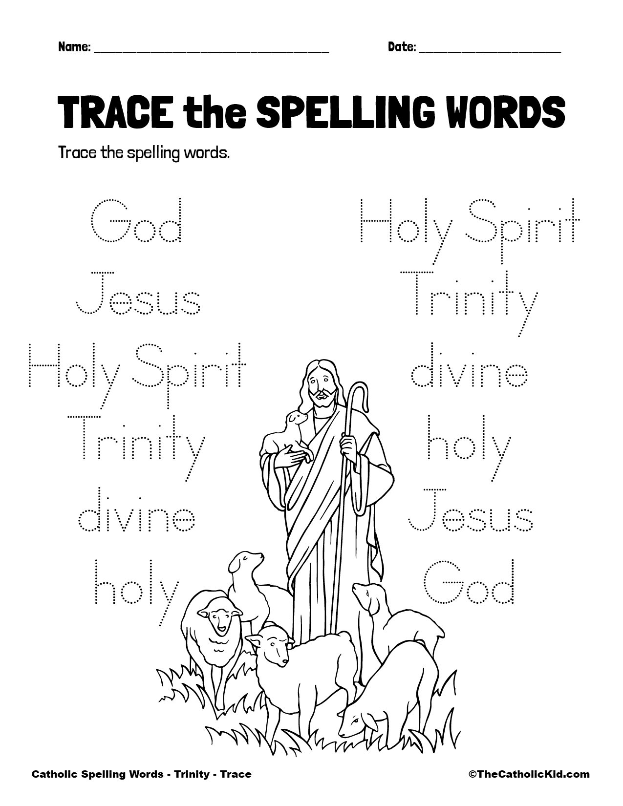 Catholic spelling vocabulary words trinity worksheets