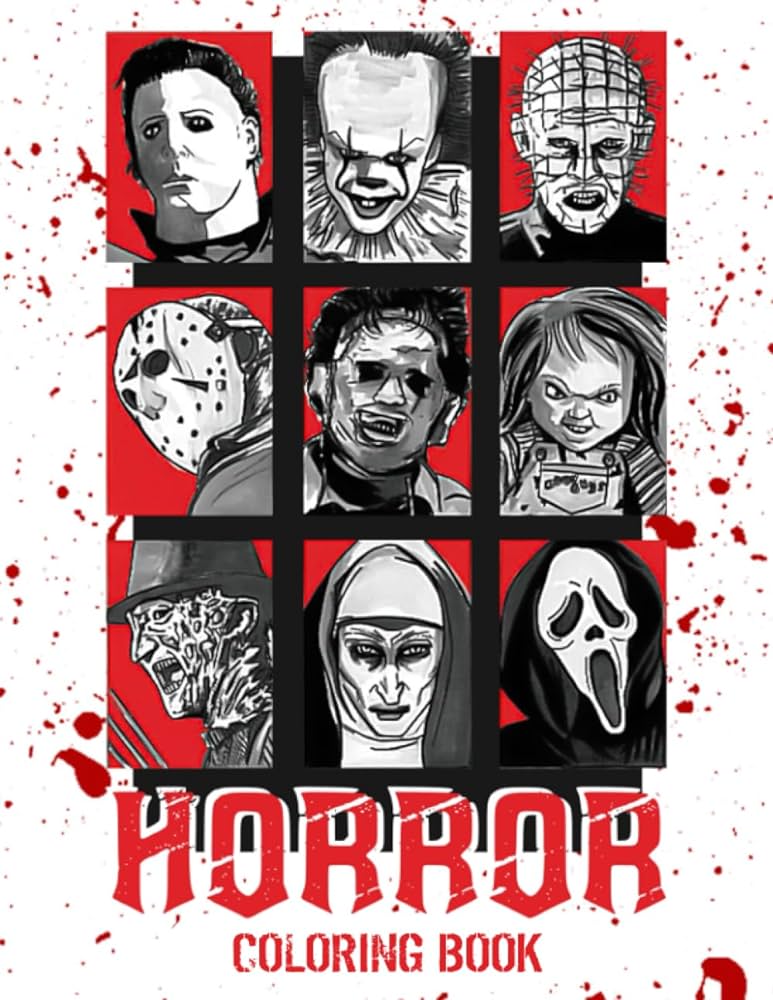 Horror coloring book halloween coloring book for adults and kids with over pages scary creatures and creepy serial killers from classis horror gift for holiday halloween christmas eastern