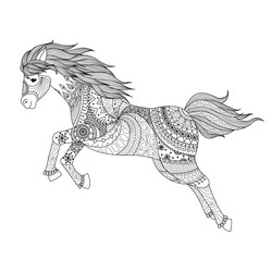 Adult coloring horse vector images over