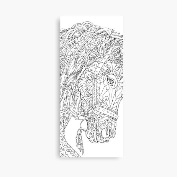 Coloring for adult horse art print by yuna