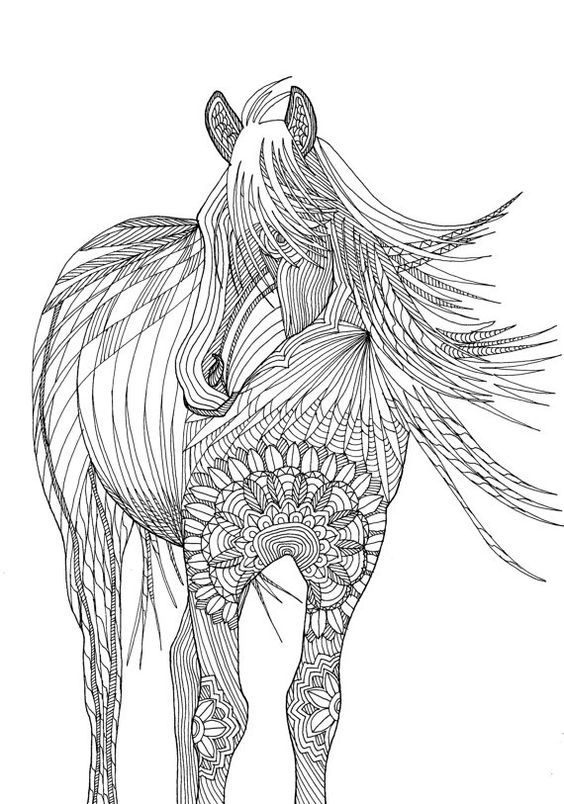 Adult coloring book printable coloring pages by joenayinspirations horse coloring pages horse adult coloring animal coloring pages
