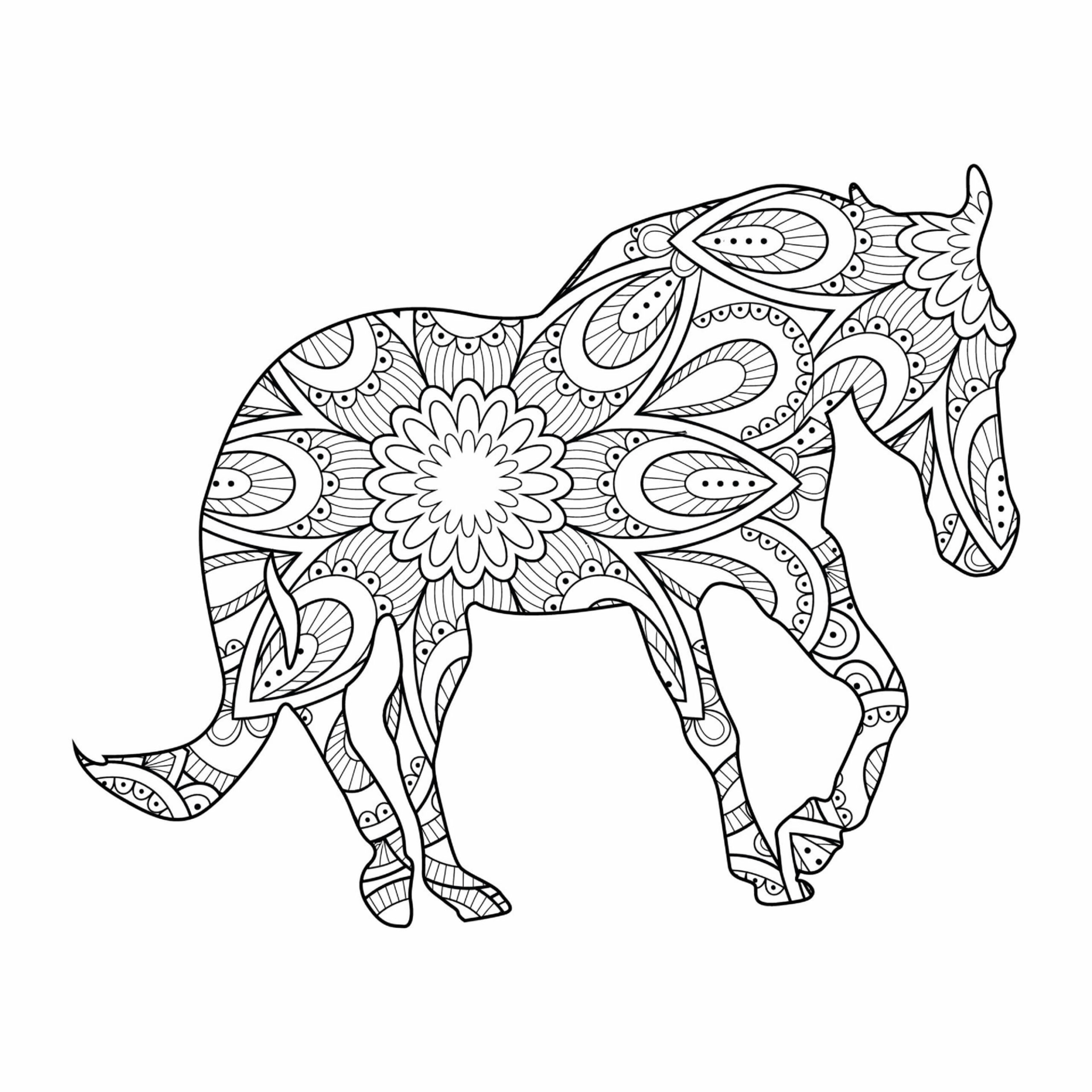 Sweet horse mandala coloring page